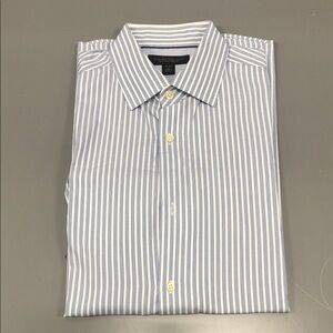 Banana Republic Men's Blue and White Striped Dress Shirt